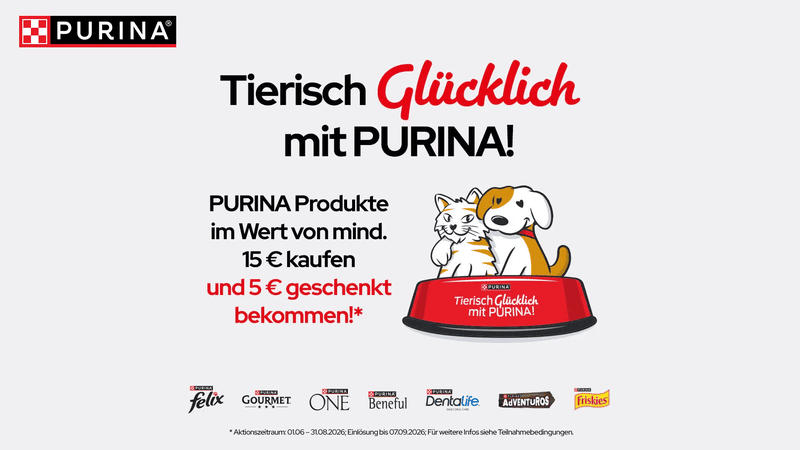 PURINA 5 € Cashback bei 15 € Einkauf