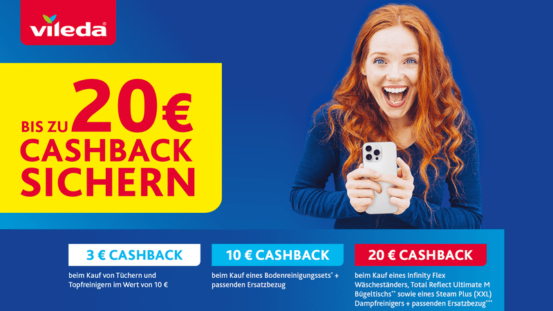 Vileda Cashback-Aktion für Reinigungsprodukte & Haushaltsgeräte