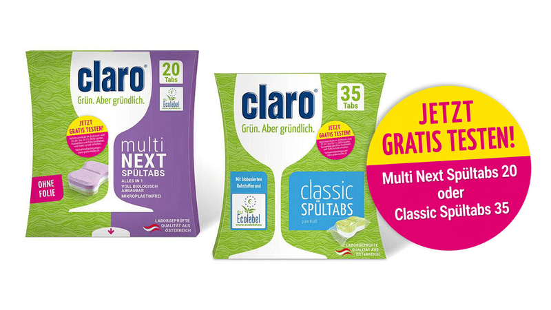 Claro Spültabs Gratis Testen
