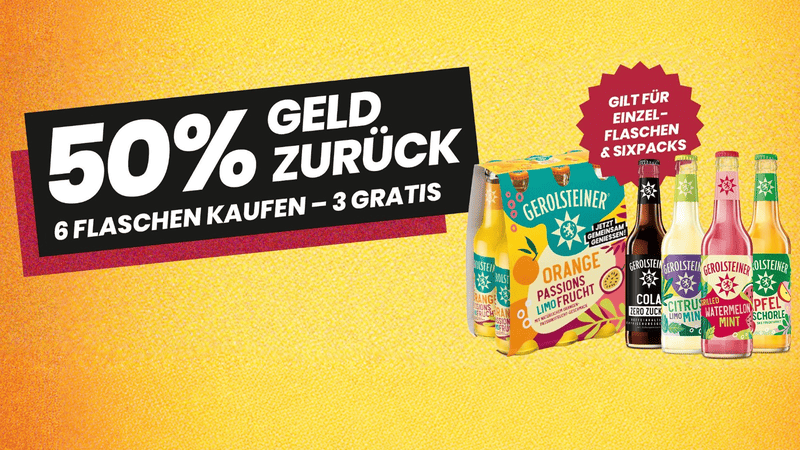 Gerolsteiner Erfrischungen - 6 für 3 Cashback-Aktion