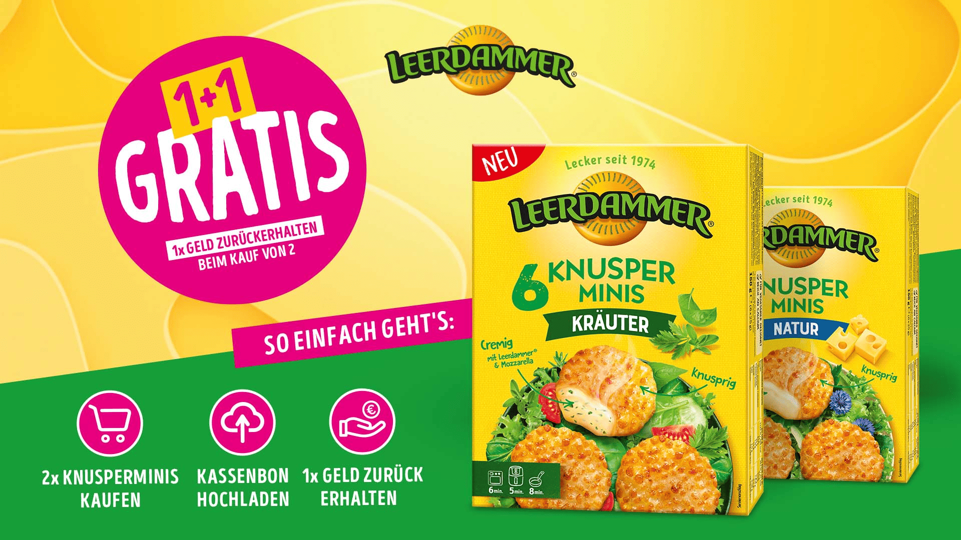 Leerdammer Knusperminis 2-für-1 Cashback-Aktion