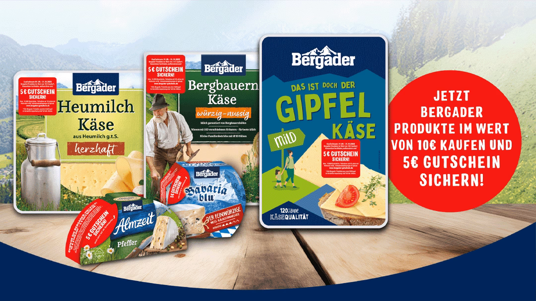 Für 10 € Bergader Käse kaufen – 5 € Gutschein/Cashback erhalten