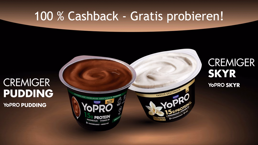 100-Prozent-Cashback-Danone-YoPRO-Skyr-Pudding 100 % Cashback auf Danone YoPRO Skyr oder Pudding
