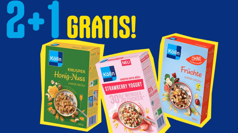 Cashback: 2+1 Gratis Aktion Kölln Müsli