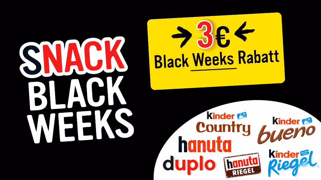 Ferrero Snack Blackweeks: für 6 € Einkaufenu nd 3 € Cashback sichern!