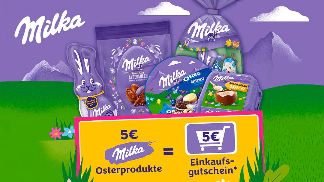 Milka Osterprodukte kaufen und 5€ Einkaufsgutschein erhalten
