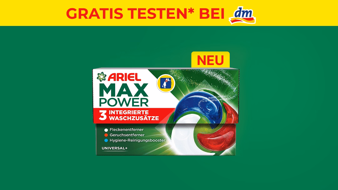 Ariel Max Power Pods bei dm kaufen und 100 % Cashback sichern!