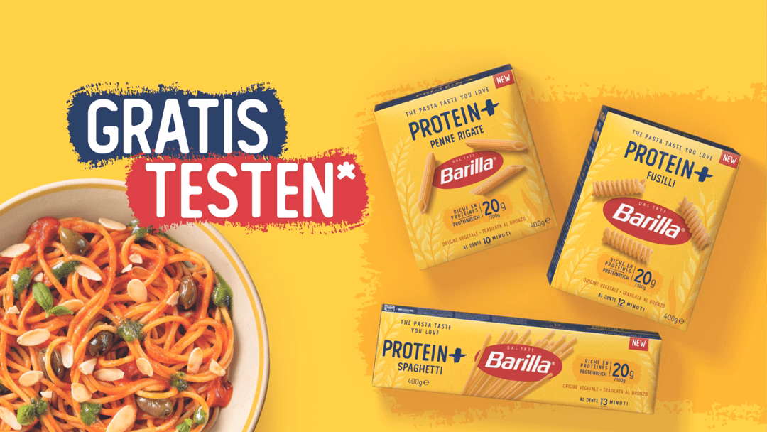 Teste jetzt die Highprotein Pasta Protein+ von Barilla kostenlos Barilla Protein+ Pasta Gratis testen
