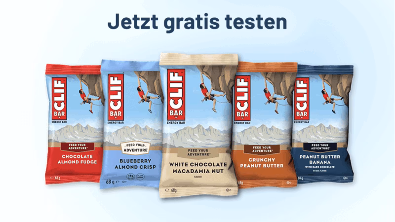 Teste jetzt einen der leckeren CLIF BAR Energieriegel kostenlos CLIF BAR Energieriegel Gratis Testen