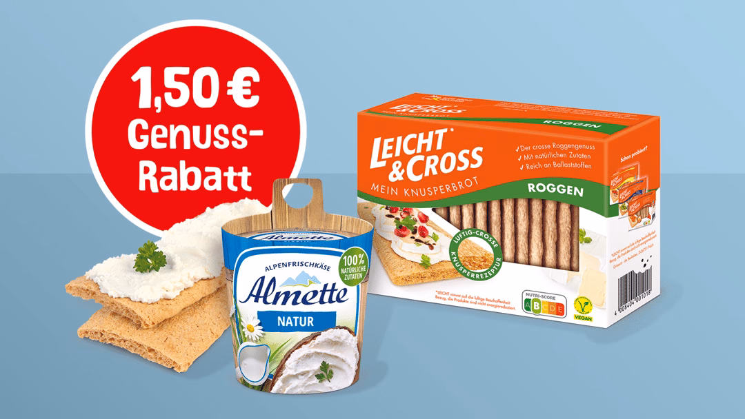 Almette Frischkäse und Leicht & Cross Knusperbrot