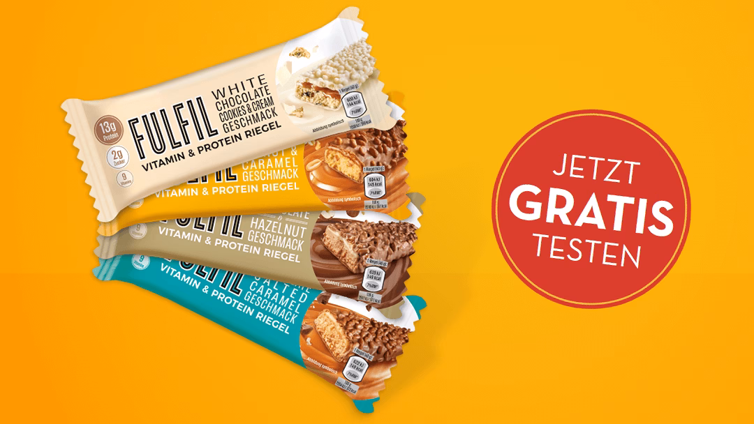 Teste jetzt FULFIL Vitamin & Proteinriegel kostenlose FULFIL Vitamin & Protein Riegel Gratis Testen