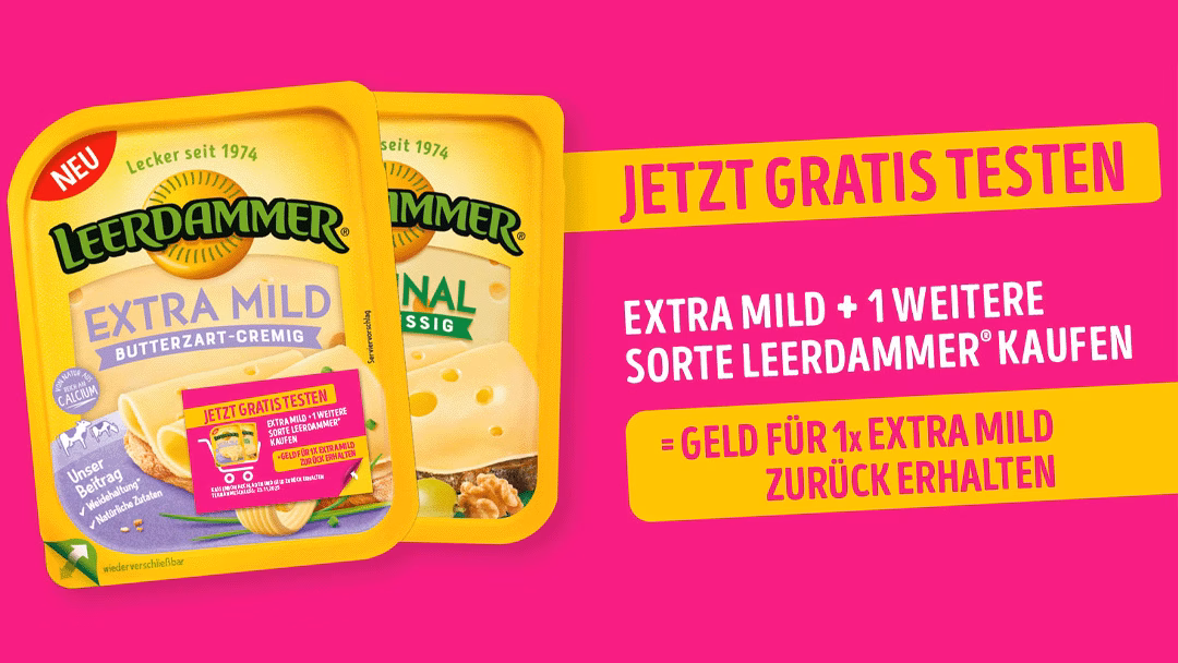 2für1 Geld-zurück-Aktion mit Leerdammer Extra Mild