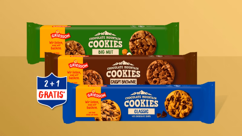 Jetzt gratis testen: Griesson Chocolate Mountain Cookies Griesson Cookies – 3für2 Aktion