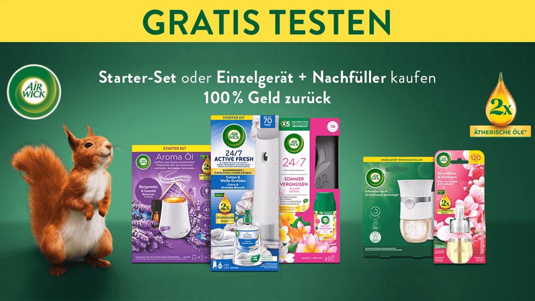100 % Cashback: Air Wick Starterset oder Gerät + Nachfüller