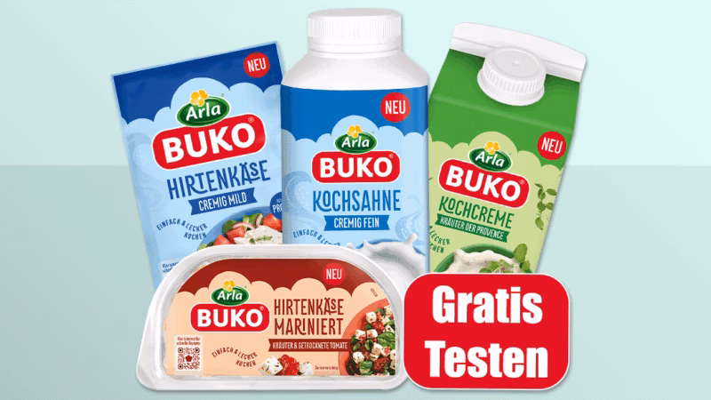 Gratis Testen: Arla Buko Hirtenkäse, Kochsahne oder Kochcreme