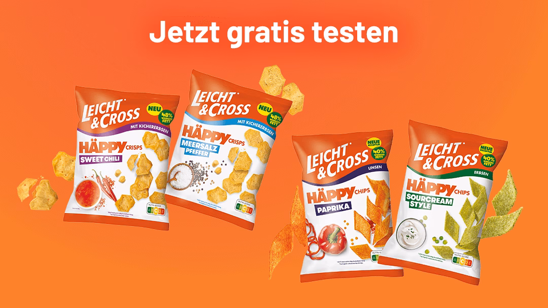 Gratis testen: Häppy Chips oder Crisps von Leicht&Cross