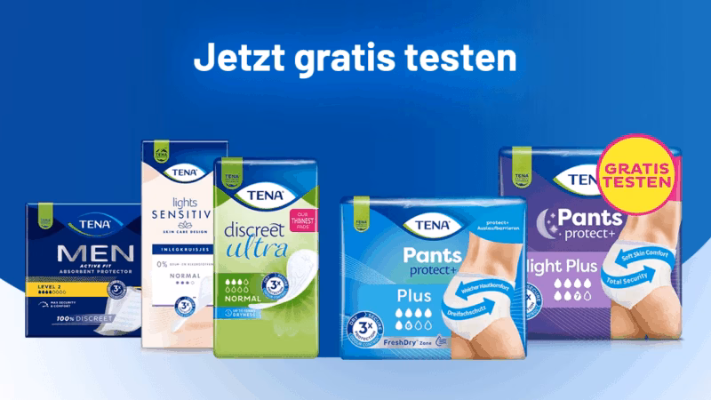 Kostenlos testen: TENA-Produkte risikofrei ausprobieren!