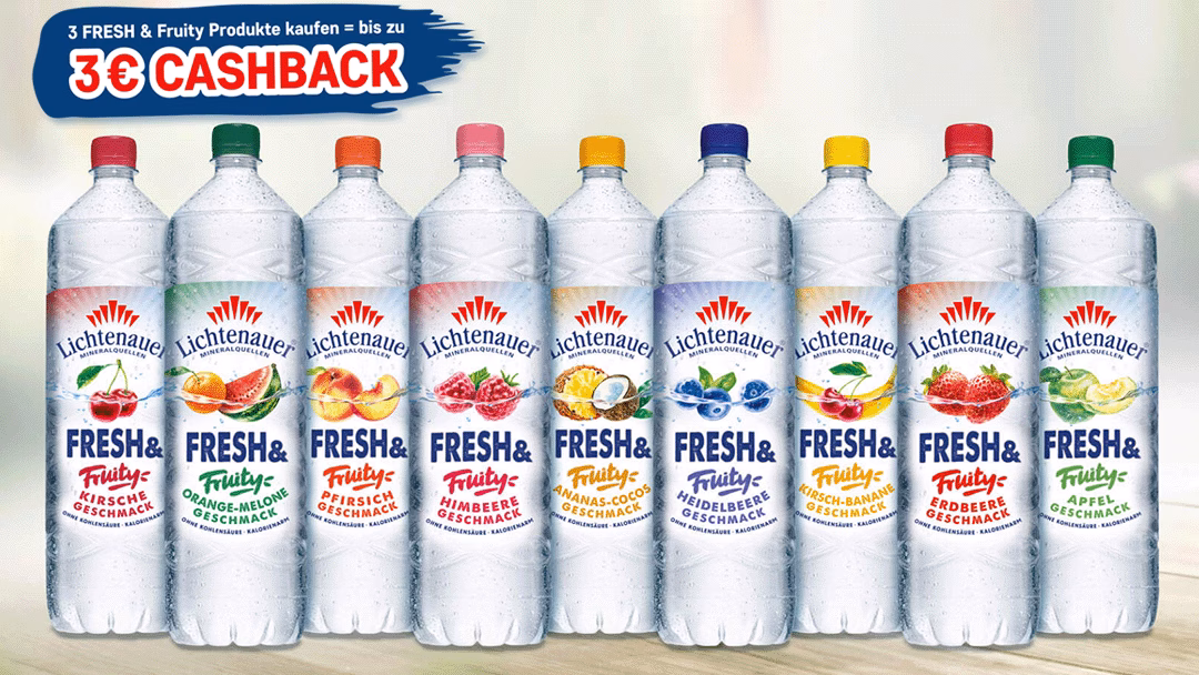 3 Flaschen Lichtenauer Fresh & Fruity Gratis Testen mit bis zu 3 € Cashback