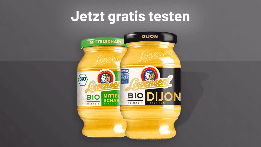 Gratis testen: Löwensenf Bio Mittelscharf-mild oder Dijon