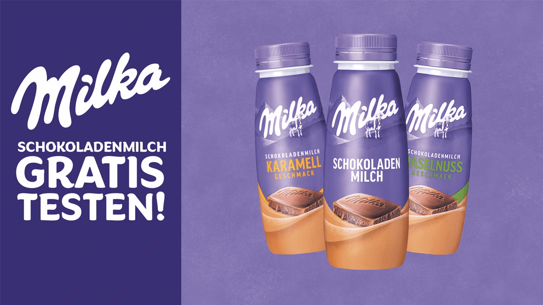 Milka Schokoladenmilch, Karamell oder Haselnuss Geschmack Gratis Testen
