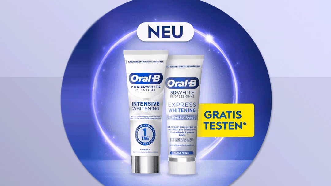 Oral-B Whitening Zahncreme gratis testen mit 100 % Cashback