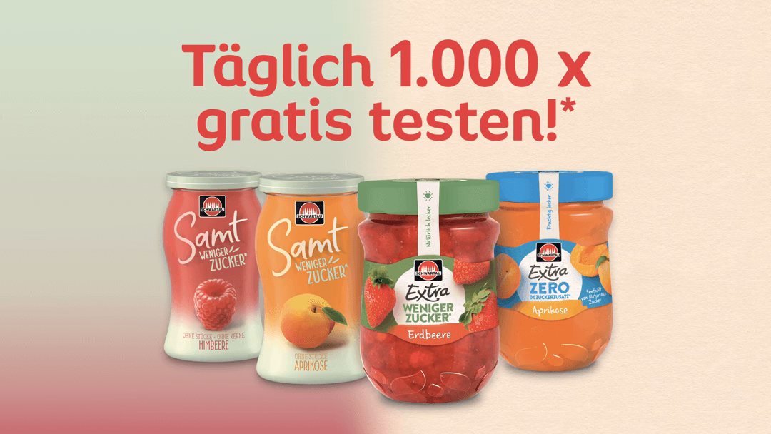 Schwartau Extra weniger Zucker, Zero & Samt Geld-zurück-Aktion