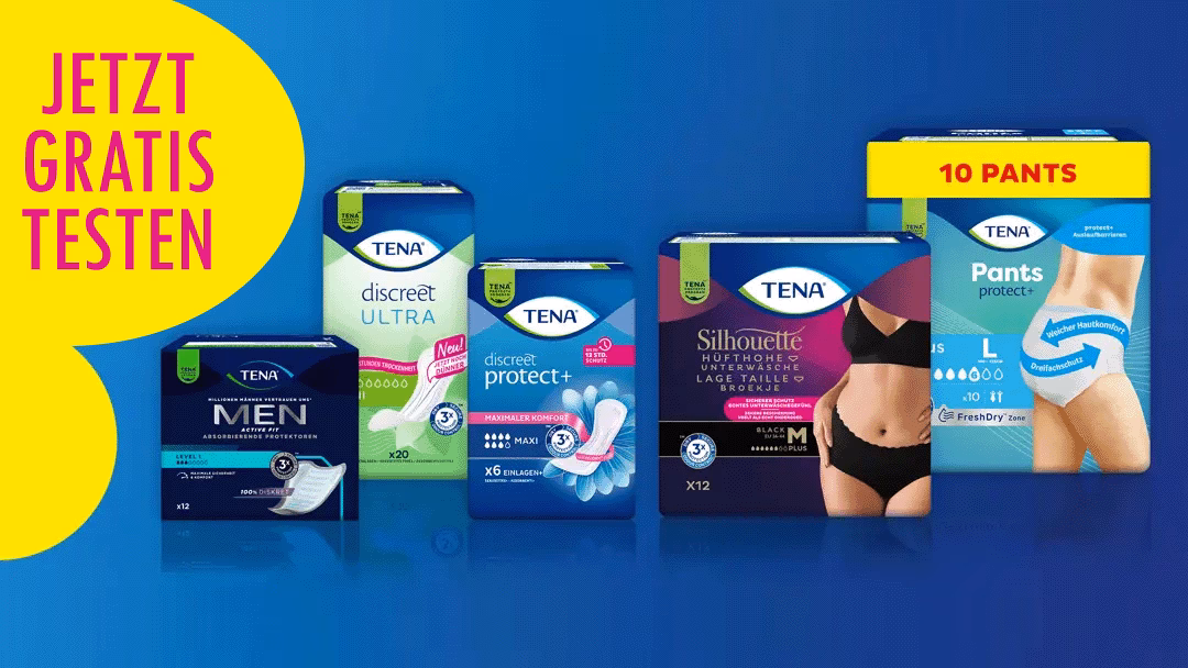 TENA-Produkt-Gratis-Testen-Cashback 100 % Cashback auf ein TENA Produkt sichern und gratis testen!