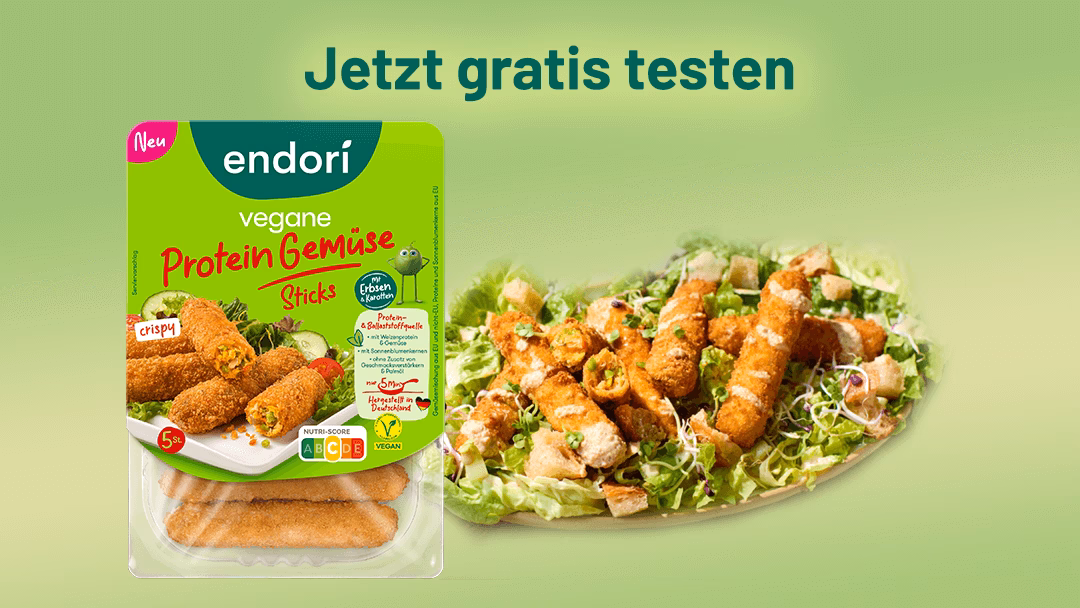 Endori Vegane Protein Gemüse Sticks Gratis Testen