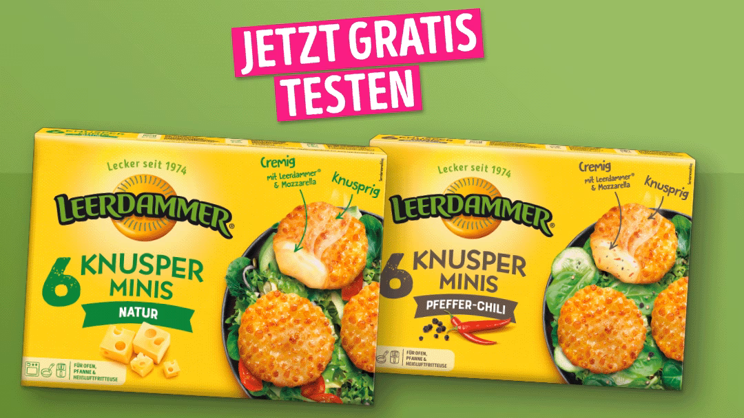 100 % Geld zurück für Leerdammer Knusperminis - Gratis Testen dank Cashback