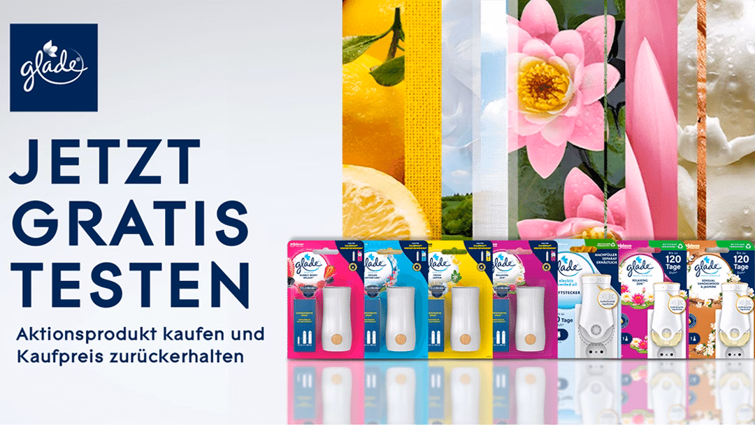 Hol dir einen Glade Oil Duftstecker oder Minispray kostenlos