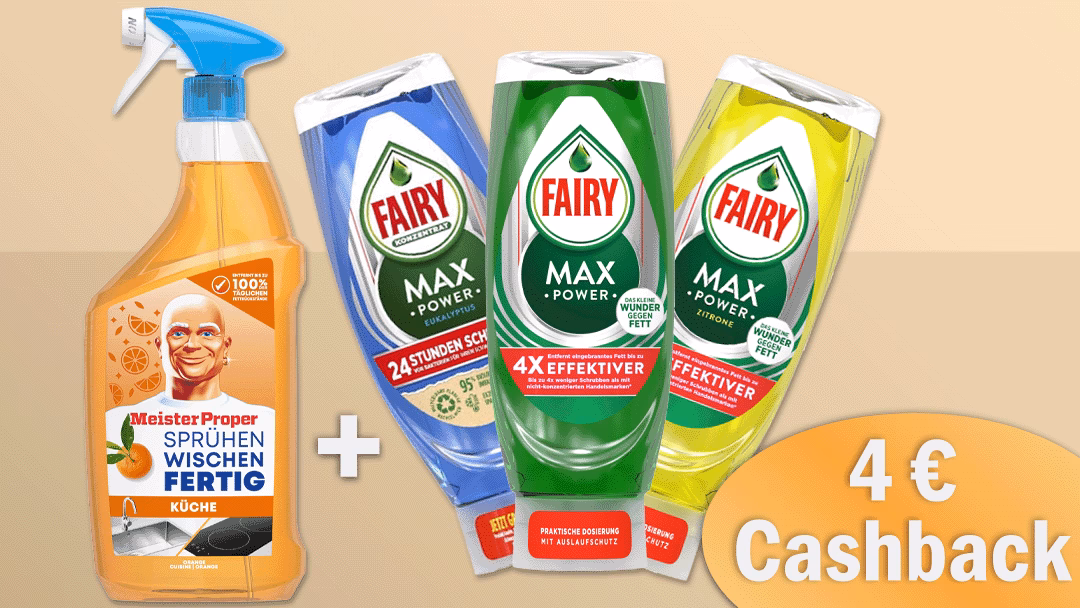 Kombi – Angebot: 4 € Cashback beim Kauf von Meister Proper & Fairy