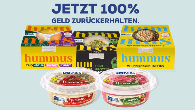 Kühlmann Hummus Gratis Testen mit Geld-zurück Aktion