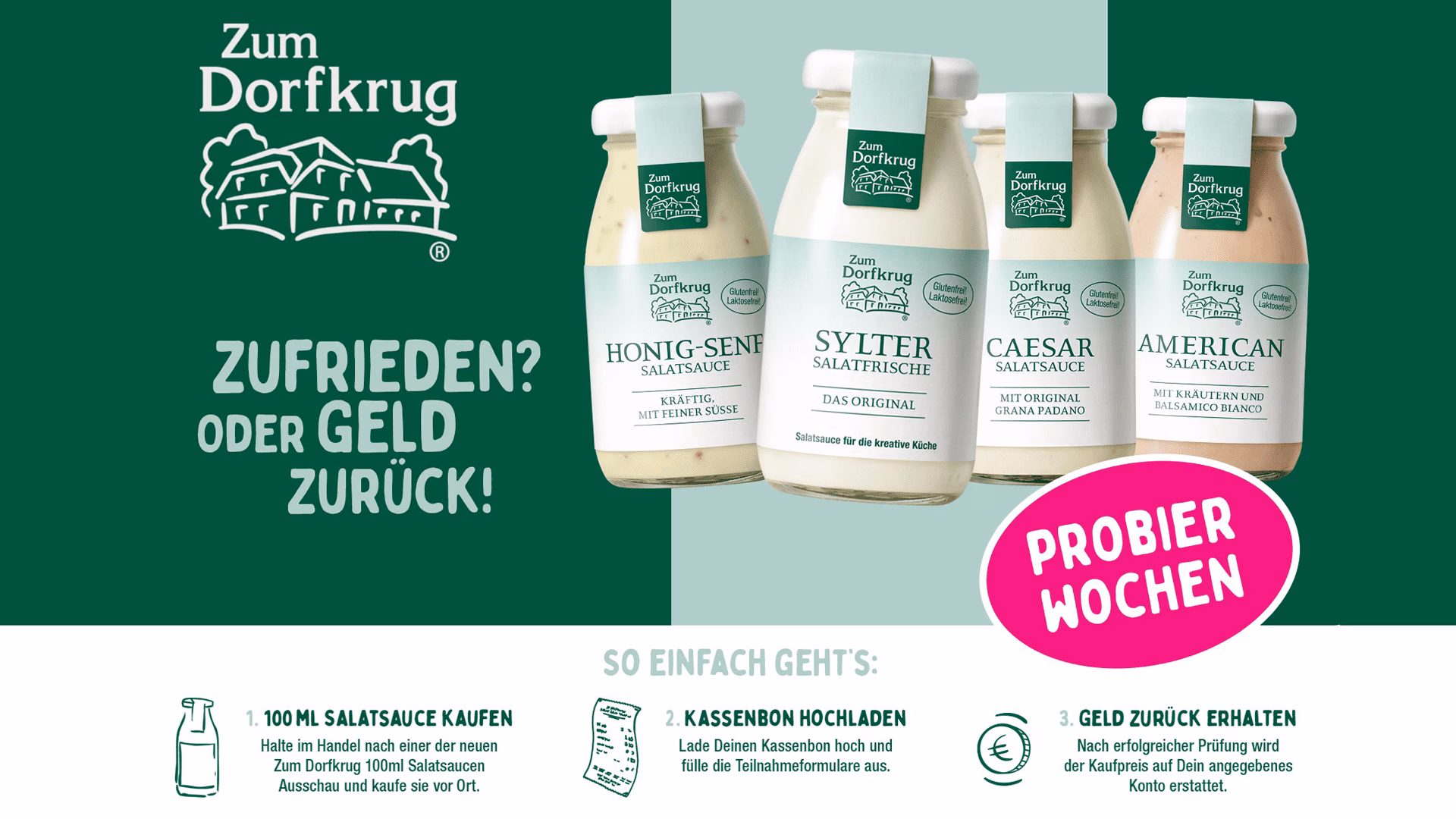 Zum Dorfkrug Salatsaucen Geld-zurück-Aktion